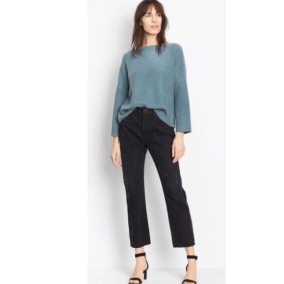 Vince High Waist Vintage Straight Jeans Distressed Black Size 27 - Picture 2 of 13